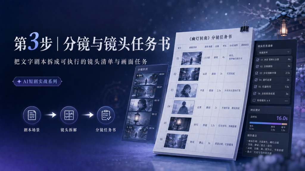 AI短剧分镜与镜头任务书实战教程